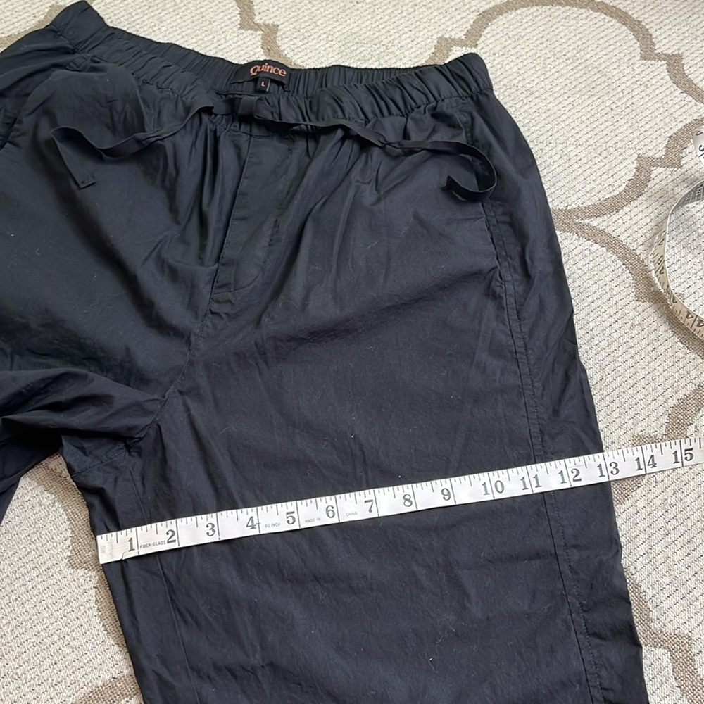 Quince Navy 100% organic cotton poplin pull on Relaxed Fit pants size large - Picture 9 of 17